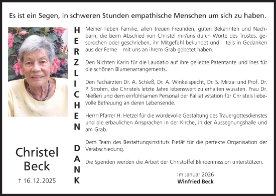 Anzeige von Christel Beck von MGO