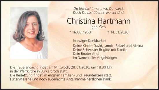 Anzeige von Christina Hartmann von MGO