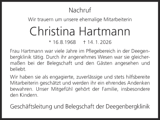 Anzeige von Christina Hartmann von MGO