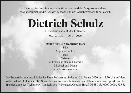 Anzeige von Dietrich Schulz von MGO