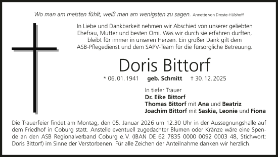Anzeige von Doris Bittorf von MGO