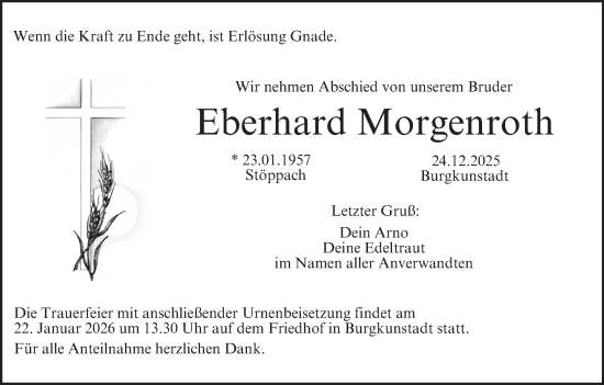 Anzeige von Eberhard Morgenroth von MGO