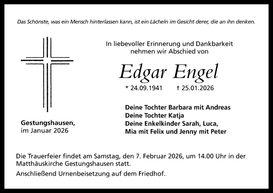 Anzeige von Edgar Engel von MGO