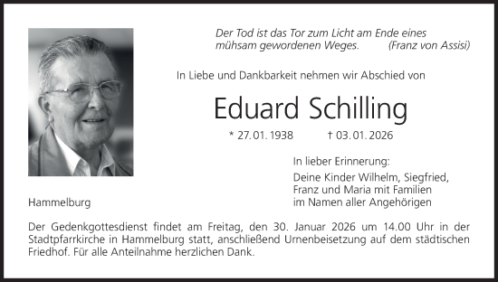 Anzeige von Eduard Schilling von MGO