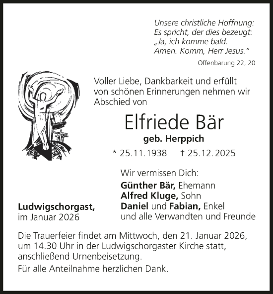 Anzeige von Elfriede Bär von MGO