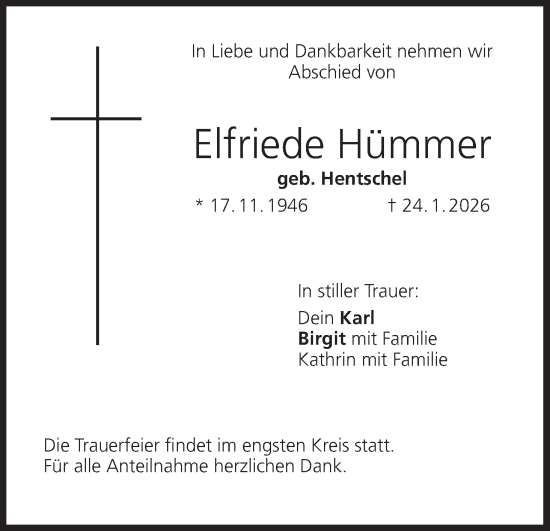 Anzeige von Elfriede Hümmer von MGO