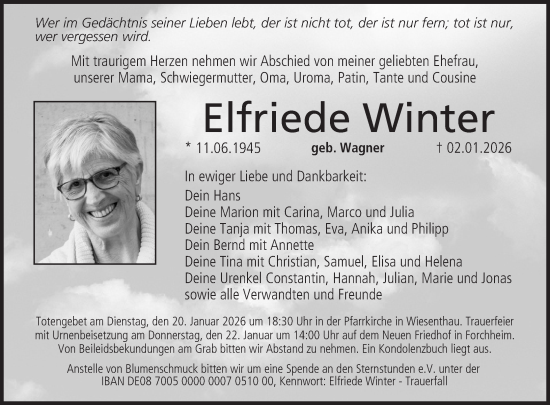 Anzeige von Elfriede Winter von MGO