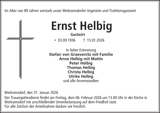Anzeige von Ernst Helbig von MGO