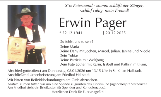 Anzeige von Erwin Pager von MGO