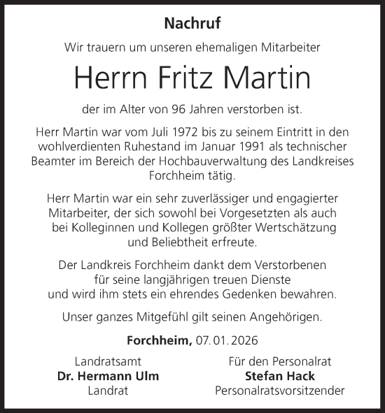 Anzeige von Fritz Martin von MGO
