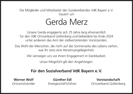 Anzeige von Gerda Merz von MGO