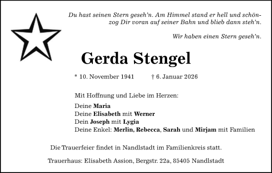Anzeige von Gerda Stengel von MGO