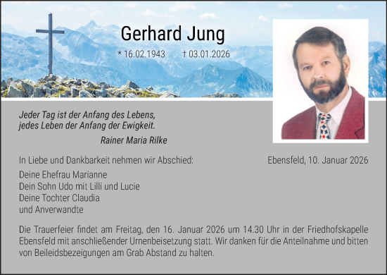 Anzeige von Gerhard Jung von MGO