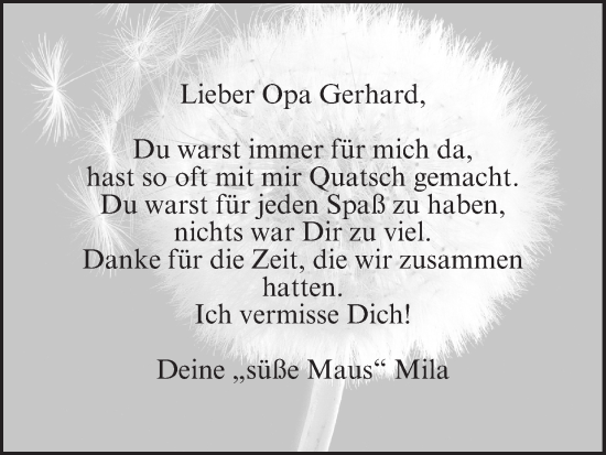 Anzeige von Gerhard Müller von MGO