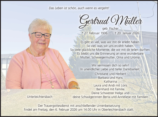 Anzeige von Gertrud Müller von MGO