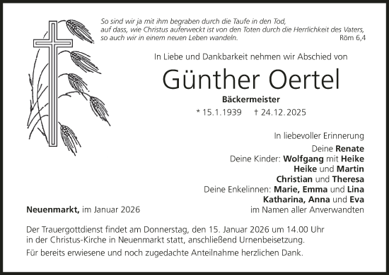 Anzeige von Günther Oertel von MGO