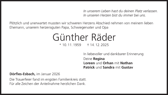 Anzeige von Günther Räder von MGO