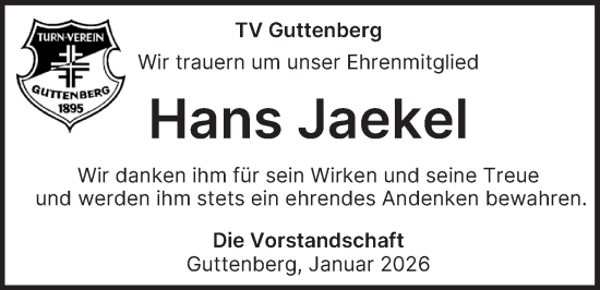 Anzeige von Hans Jaekel von MGO