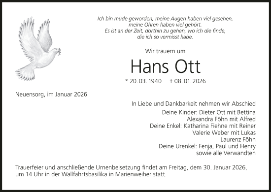 Anzeige von Hans Ott von MGO