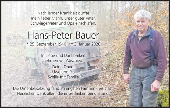 Anzeige von Hans-Peter Bauer von MGO
