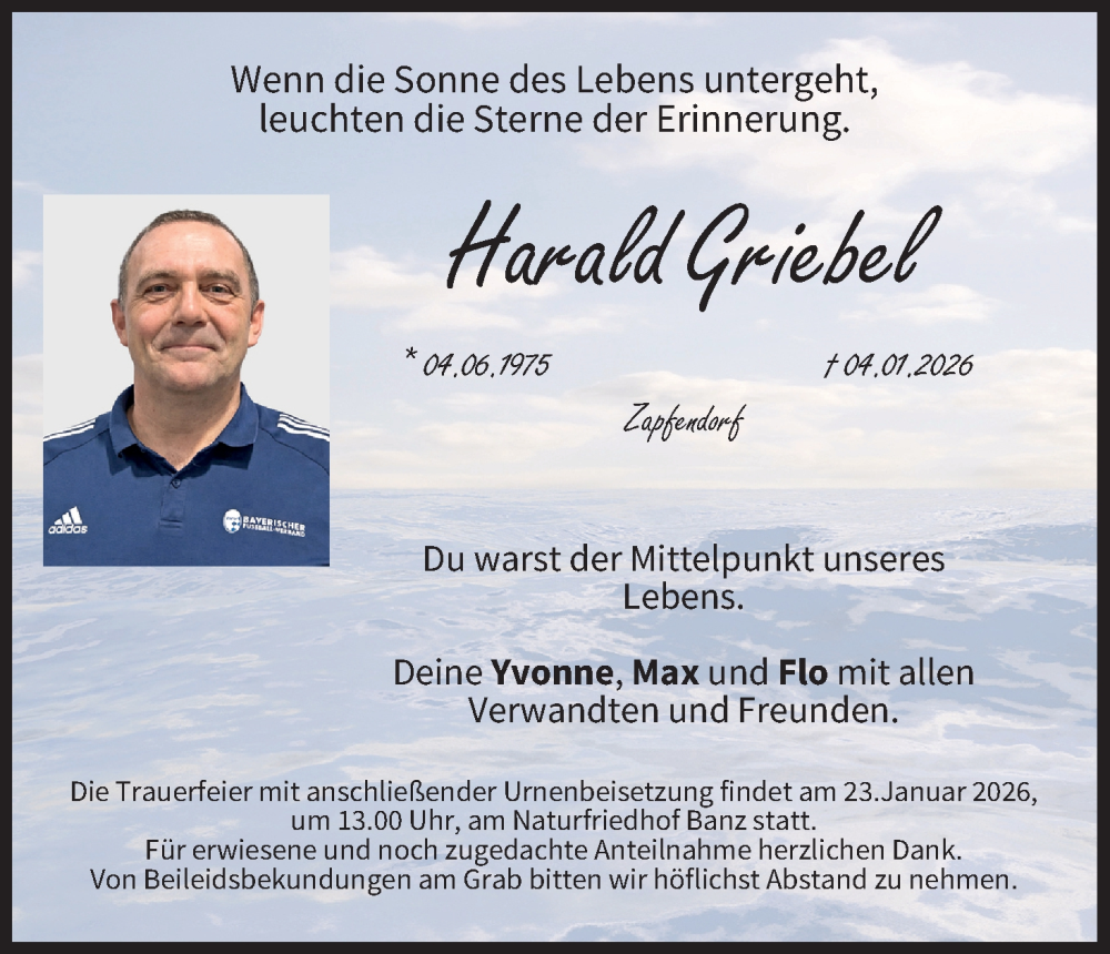  Traueranzeige für Harald Griebel vom 17.01.2026 aus MGO