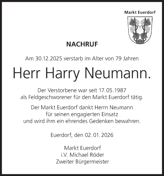 Anzeige von Harry Neumann von MGO