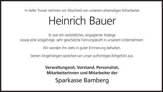 Anzeige von Heinrich Bauer von MGO