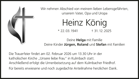 Anzeige von Heinz König von MGO