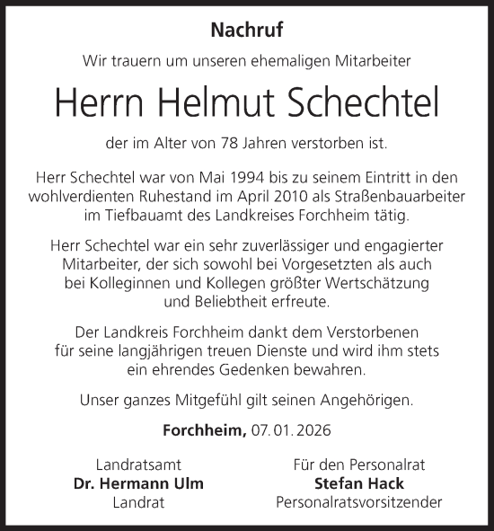 Anzeige von Helmut Schechtel von MGO