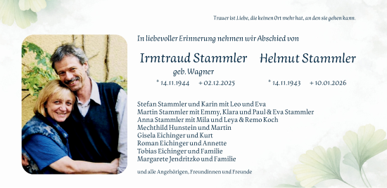 Anzeige von Helmut und Irmtraud Stammler von MGO