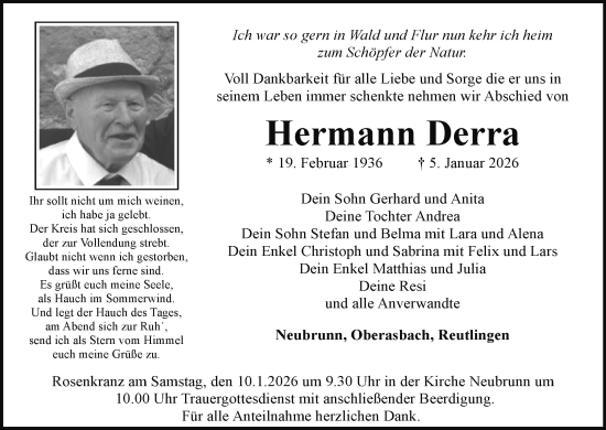 Anzeige von Hermann Derra von MGO