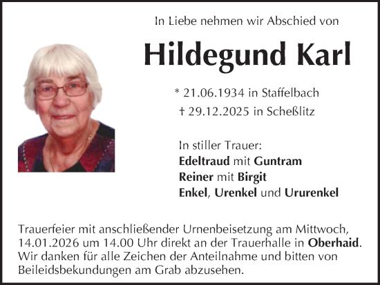 Anzeige von Hildegund Karl von MGO