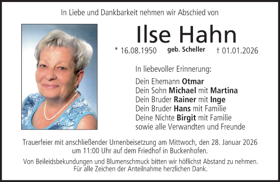 Anzeige von Ilse Hahn von MGO