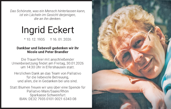 Anzeige von Ingrid Eckert von MGO