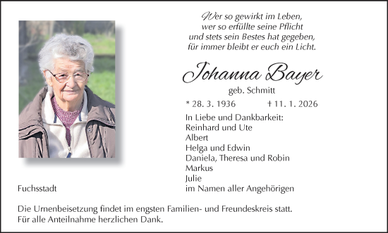 Anzeige von Johanna Bayer von MGO