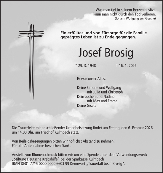 Anzeige von Josef Brosig von MGO