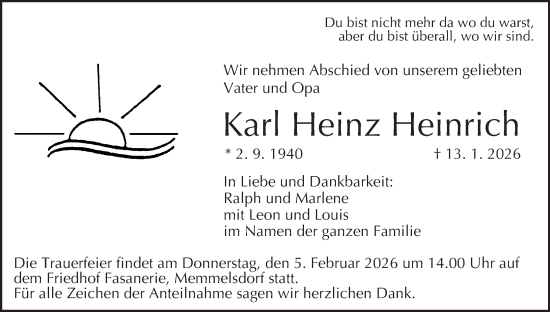 Anzeige von Karl Heinz Heinrich von MGO