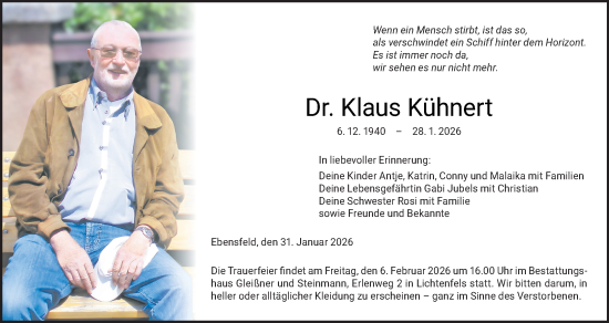 Anzeige von Klaus Kühnert von MGO