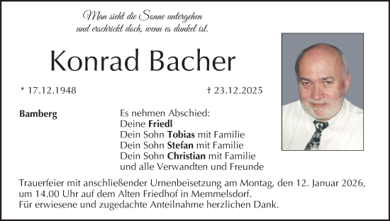 Anzeige von Konrad Bacher von MGO