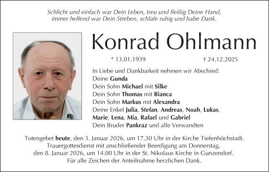 Anzeige von Konrad Ohlmann von MGO