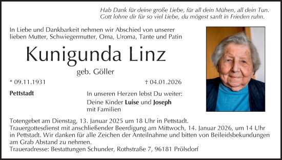 Anzeige von Kunigunda Linz von MGO