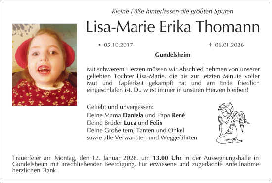 Anzeige von Lisa-Marie Erika Thomann von MGO