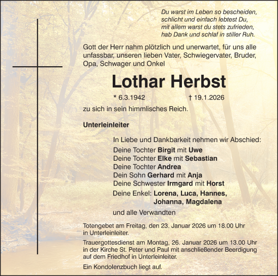 Anzeige von Lothar Herbst von MGO