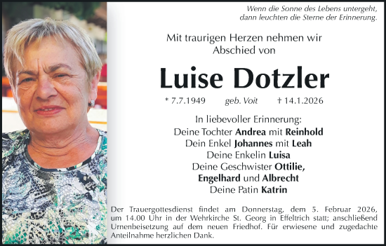 Anzeige von Luise Dotzler von MGO