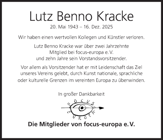 Anzeige von Lutz Benno Kracke von MGO