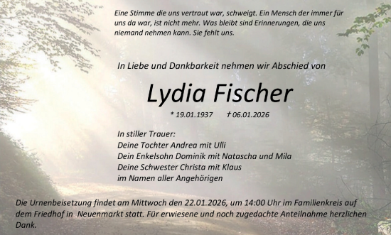 Anzeige von Lydia Fischer von MGO
