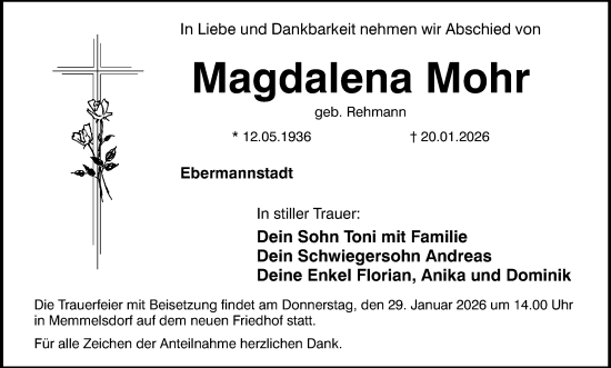 Anzeige von Magdalena Mohr von MGO