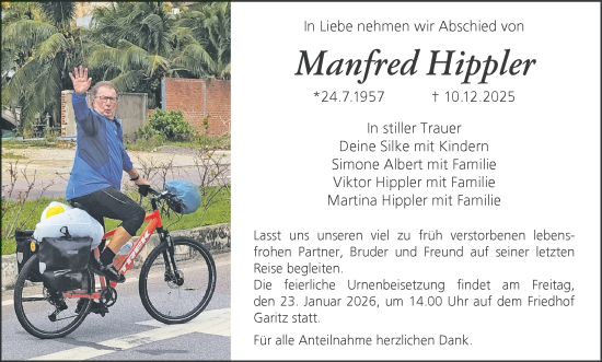 Anzeige von Manfred Hippler von MGO