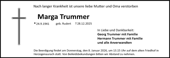 Anzeige von Marga Trummer von MGO
