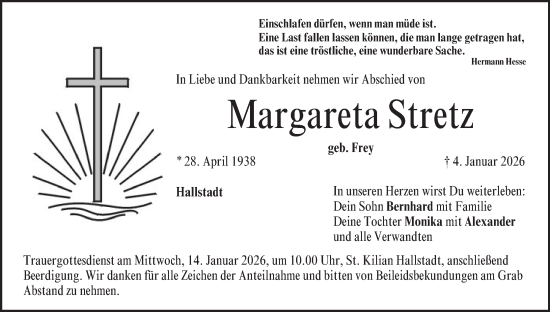Anzeige von Margareta Stretz von MGO
